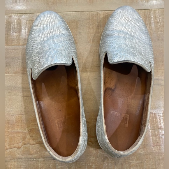 Womens FITFLOP SUPERSKATE silver metallic snake print loader slipper shoes - Picture 2 of 11